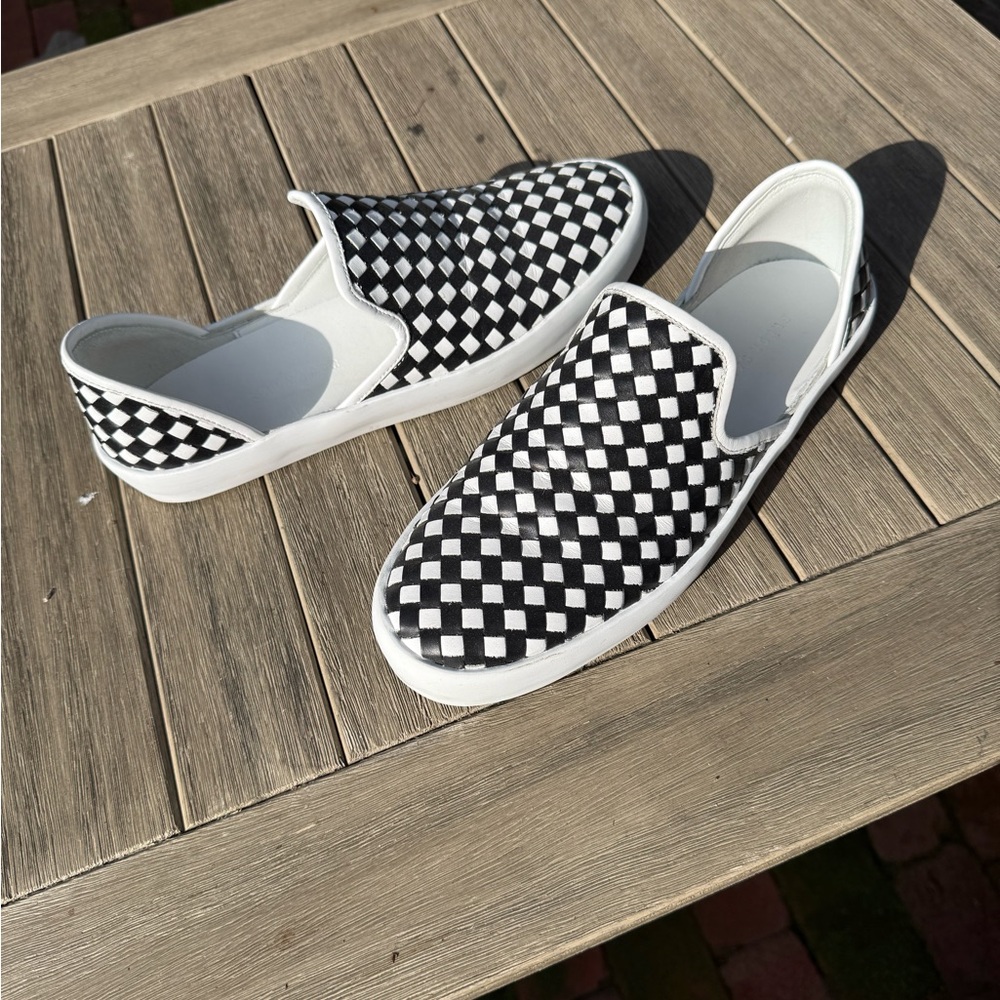 Freda Salvador Black and White Checkered Slip-On Sneakers